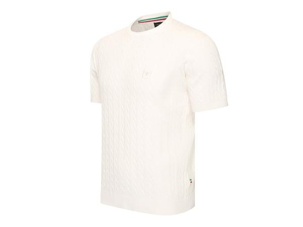 Veiling - Cappuccino Italia Loreto Cable Knit Tee Wit - L, Kleding | Heren, T-shirts