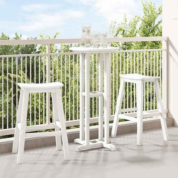 vidaXL Tuin Bar Set 3 pcs Wit HDPE, Tuin en Terras, Verzenden, Nieuw