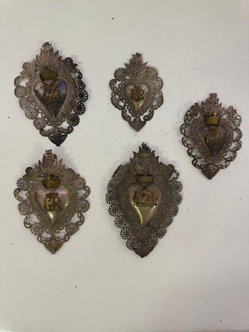 Lot de 5 ex-votos - Pour grâce reçue (5) - Antique - Métal,