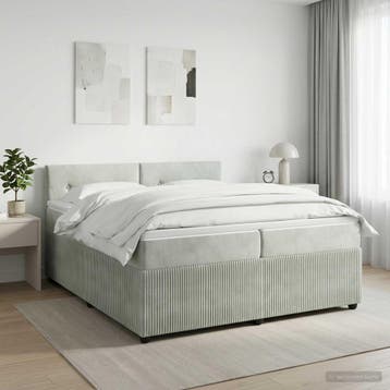 vidaXL Boxspringbed met matras Lichtgrijs 200 x 200 cm, Verzenden