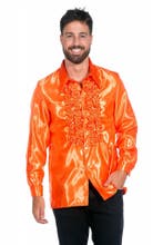 Disco Blouse Ruches Donkeroranje, Verzenden