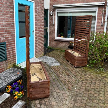 Grote houten plantenbak met klimrek 100x40x36x(176) cm, Verzenden, Nieuw, Balkon, 60 tot 100 cm
