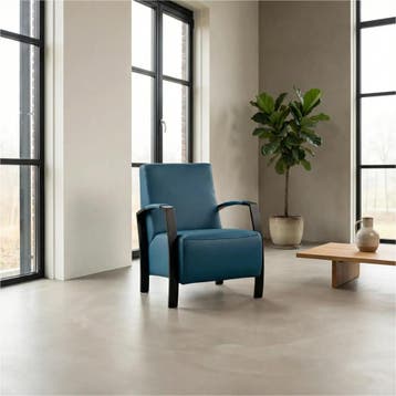 Set van 2 Leren fauteuils Glory - Toledo Turquoise (blauw), Nieuw, Ophalen of Verzenden, 50 tot 75 cm, Leer