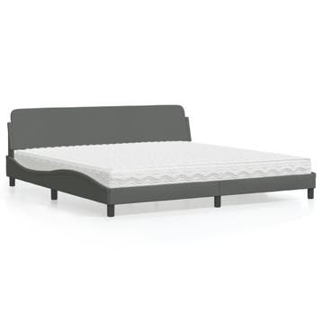 vidaXL Bed met matras Dover stof donkergrijs 200x200 cm, Verzenden, Nieuw
