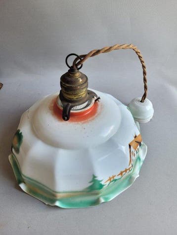 Lampe à suspendre - Verre dépoli, peint - Lampe de cuisine