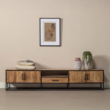TV-meubel massief mangohout. 165cm t/m 240cm vanaf €349,-!, Huis en Inrichting, Verzenden, Nieuw, Overige houtsoorten, Industriële meubels