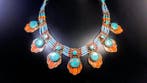 Vintage Berber-halsketting - Turkoois + Koraal Halsketting -