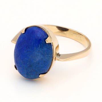 Zonder minimumprijs - Ring - 14 karaat Roségoud Lapis lazuli