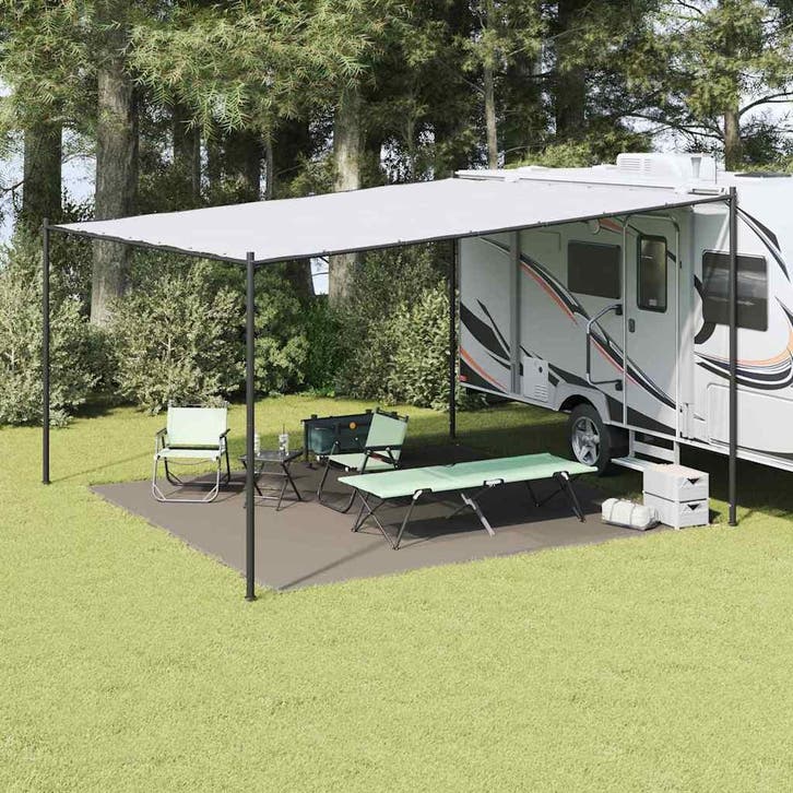 vidaXL Tenttapijt Lichtgrijs 400 x 400 cm Polyetheen, Caravanes & Camping, Accessoires de tente, Envoi