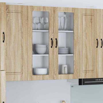 vidaXL Wandglas Kasten LUCCA Sonoma Eiken 80 x 31 x 100 cm, Verzenden