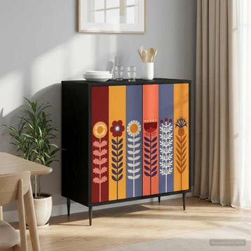 vidaXL Dressoir ESSEN Zwart eiken 69 x 33 x 76 cm Bewerkt, Verzenden