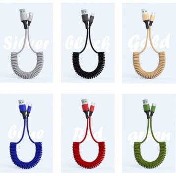 Gekrulde Oplaadkabel voor iPhone Lightning - 5A Spiraal Veer, Télécoms, Téléphonie mobile | Chargeurs pour téléphone, Verzenden
