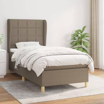 vidaXL Boxspring met matras stof taupe 80x200 cm, Verzenden