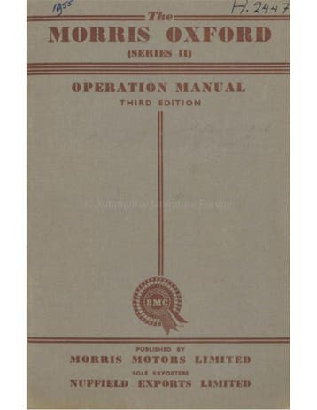 1955 MORRIS OXFORD INSTRUCTIEBOEKJE ENGELS, Ophalen of Verzenden