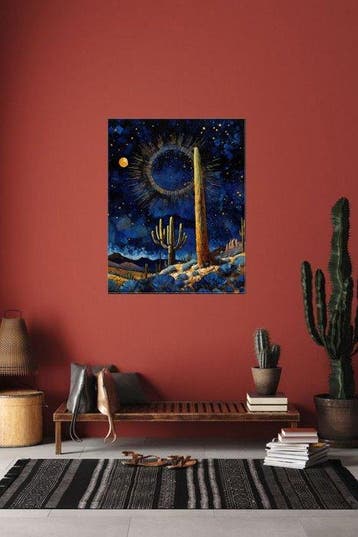 Lea Roche - Nuit cactus, original, panneau