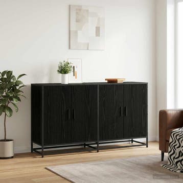 vidaXL Dressoir Zwart eiken 134 x 35 x 76 cm Bewerkt hout, Verzenden, Nieuw