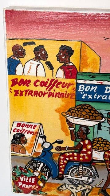 Schilderij - Afrikaanse straatscène – Levendig stedelijk, Antiek en Kunst