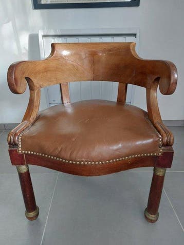 Fauteuil - bois cuir
