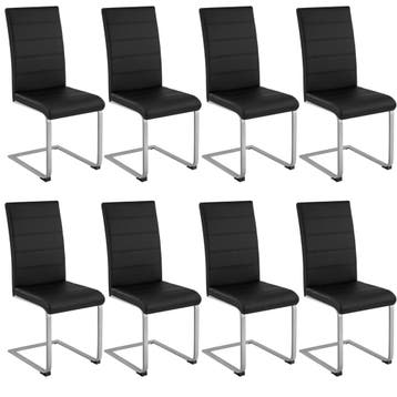 tectake Sledestoelen, kunstleer - zwart, Set van 8, Verzenden, Nieuw