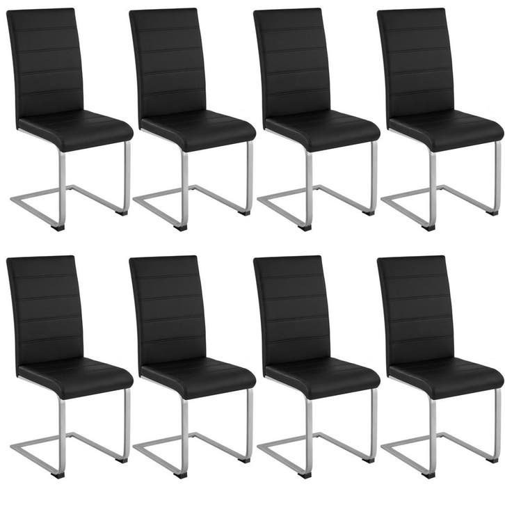 tectake Sledestoelen, kunstleer - zwart, Set van 8, Maison & Meubles, Chaises, Envoi