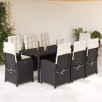 vidaXL 9-delige Tuinset poly rattan zwart, Verzenden, Nieuw, Tuinset