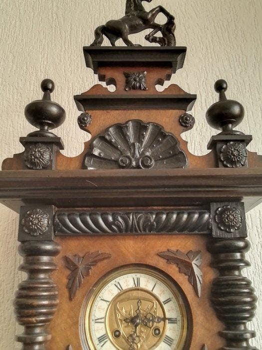 Klok - hout en messing - 1900-1910, Antiek en Kunst, Antiek | Klokken