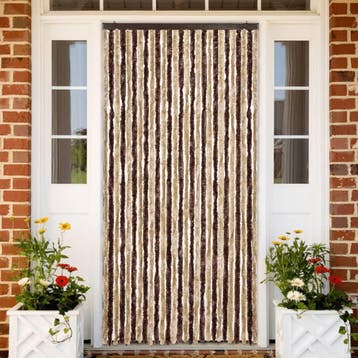 vidaXL Vliegengordijn 118x220 cm chenille beige en, Verzenden