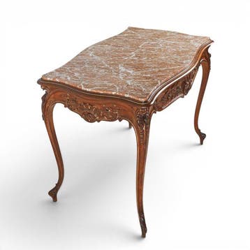 Bijzettafel - Satijnhout, Walnoot, Marmer