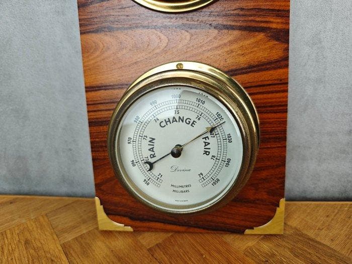 Ships barometer, Weerstation - Glas, Messing, Hout - Devina, Antiek en Kunst, Curiosa en Brocante