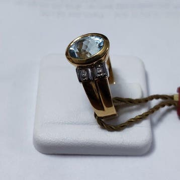 Bague tendance - 18 carats Or jaune Aigue-marine - Diamant, Bijoux, Sacs & Beauté
