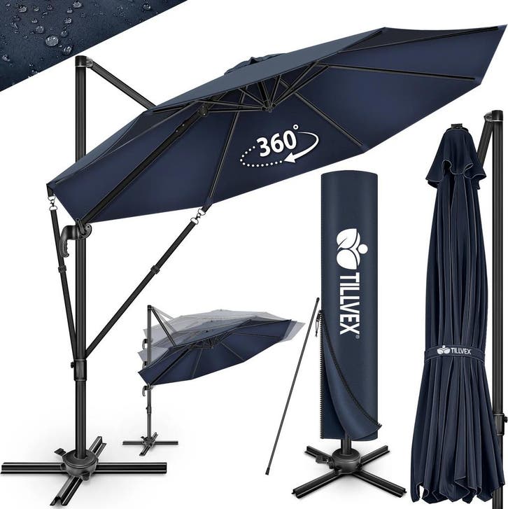 tillvex® Premium aluminium parasol, Ø300 cm, met afdekking e, Tuin en Terras, Parasols, Nieuw, Verzenden
