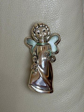 Bongelli Preziosi - Beeldje - “Green Silver Winged” ANGELS, Antiek en Kunst, Antiek | Zilver en Goud