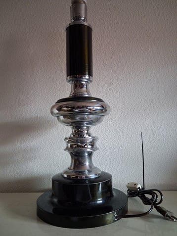 Lampe de table - Laiton argenté, laiton pavonné - Lampe de