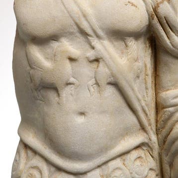 Romain antique Marbre Torse armuré de l’empereur Trajan, Antiquités & Art