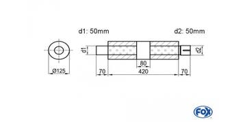 FOX Universele demper rond met kamer + mof dev. 390 Ø 125 mm, Verzenden