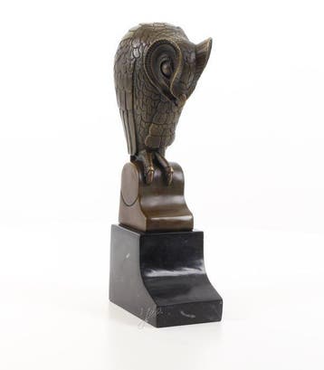 sculptuur, Majestic Animalier Bronze Owl – Signed “M. de