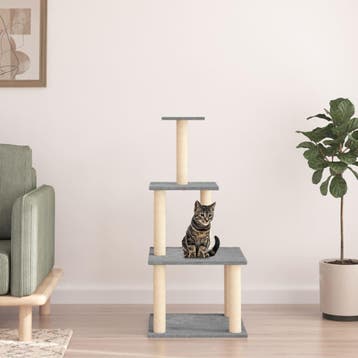 vidaXL Kattenmeubel met sisal krabpalen 111 cm lichtgrijs, Verzenden