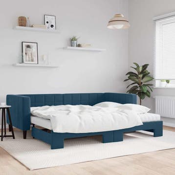 vidaXL Slaapbank onderschuifbed en matrassen 90x200 cm, Verzenden