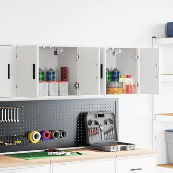 vidaXL Garagewandkasten 2 st spaanplaat wit, Verzenden