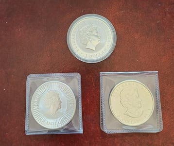 Australië, Canada. 1 Dollar, 5 Dollars 2013/2014/2019, 3 x 1