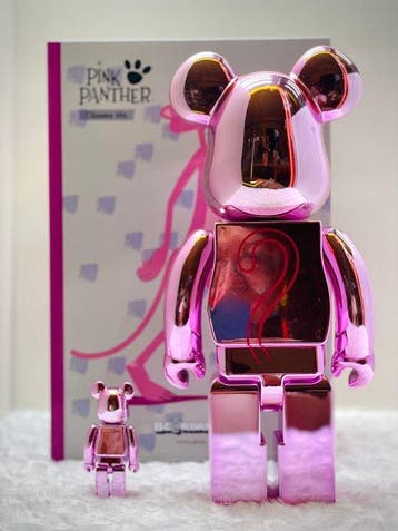 Medicom Toy - BE@RBRICK Pink Panther chrome ver. 400% & 100%, Antiquités & Art