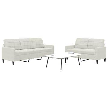 vidaXL 2-delige Loungeset met kussens fluweel crèmekleurig, Verzenden, Nieuw