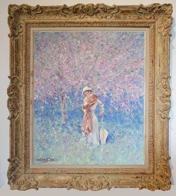Chris van Dijk (1952) Impressionist -  Fleurs rose