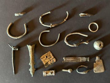 Oud-Romeins Zilver Fibula, Pendant, beslag, Antiek en Kunst