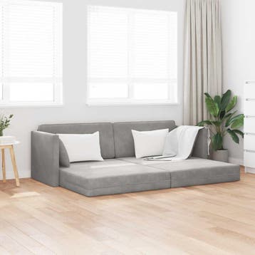 vidaXL Vloerslaapbank / zetel 200cm Lichtgrijs Fluweel, Verzenden