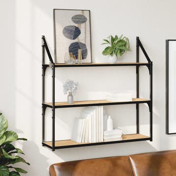 vidaXL Wandrek 3-laags 80x21x78,5 cm bewerkt hout sonoma, Verzenden, Nieuw