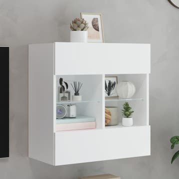 vidaXL Tv-meubel met LED-verlichting 58,5x30x60,5 cm wit, Verzenden, Nieuw