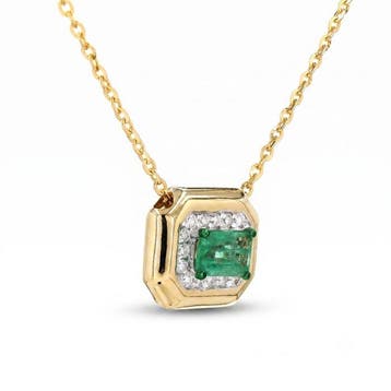 Halsketting - 14 karaat Geel goud - 0.68ct. tw. Smaragd -, Nieuw