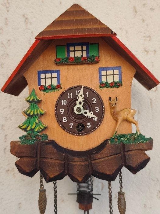 Pendule à coucou - Vintage - Ronce de noyer - 1930-1940 -, Antiquités & Art, Curiosités & Brocante