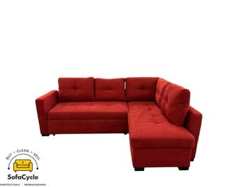 Hoekzetel rood capitonné met slaapfunctie – nieuw, Verzenden